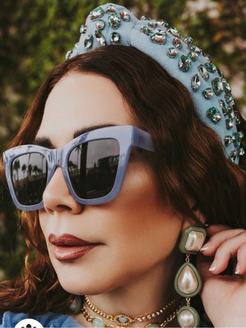 Lele Sadoughi Birthstone Aquamarine Light Blue Crystal Headband - Picture 6 of 6